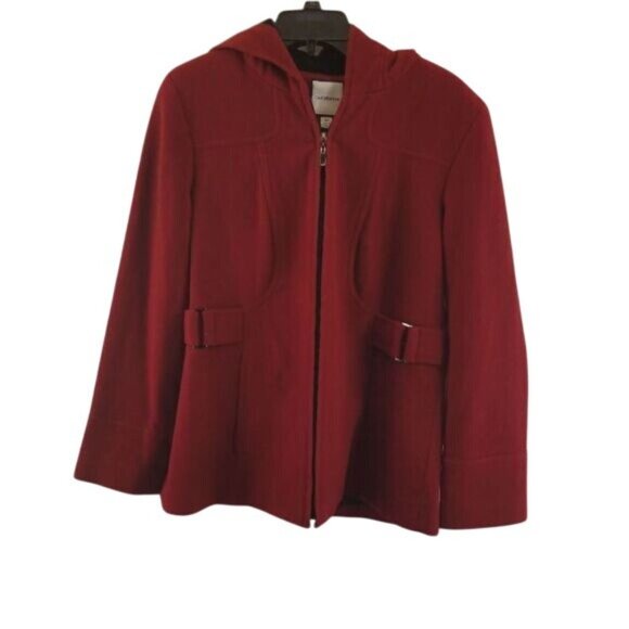 Croft & Barrow Womens Red Wool Blend Hooded Jacket M - Picture 2 of 7